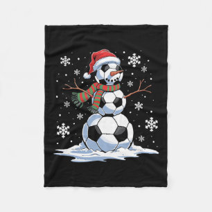 Voetbal Sneeuwman Voetballer Santa Hat Christmas F Fleece Deken