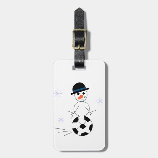 Voetbal Snowman Bagagelabel (Voorkant verticaal)