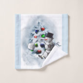 Voetbal Snowman Kerstmis Bad Handdoek (Wasdoekje)