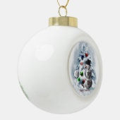 voetbal Snowman Kerstmis Keramische Bal Ornament (Links)