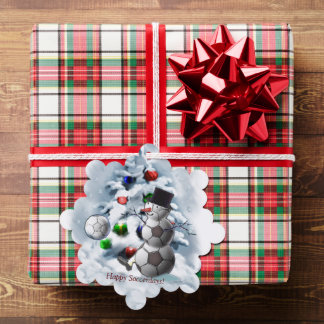 Voetbal Snowman Kerstmis Ornament Kaart