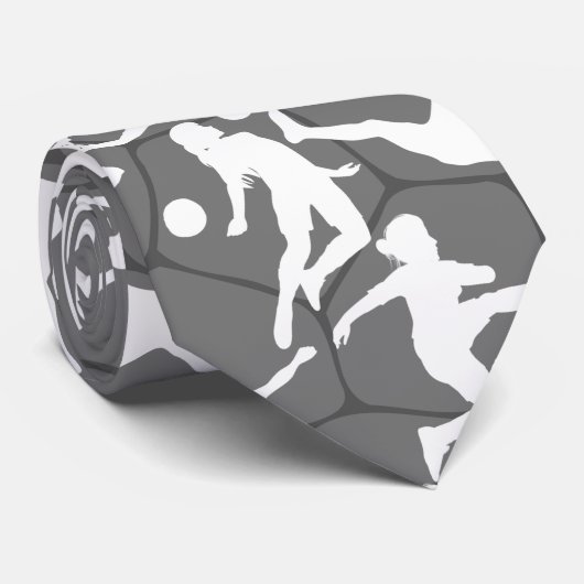 Voetbal Spel Pattern.b Grijs BG Stropdas (Opgerold)