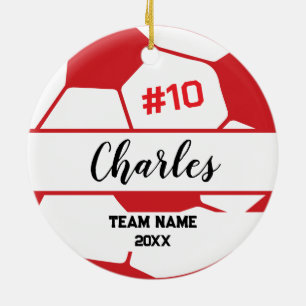 Voetbal-speler Aangepast naamnummer & team Keramisch Ornament