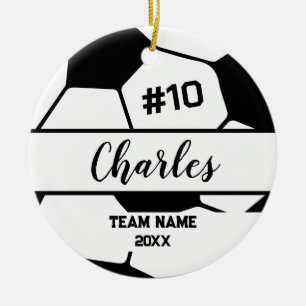 Voetbal-speler Aangepast naamnummer & team Keramisch Ornament