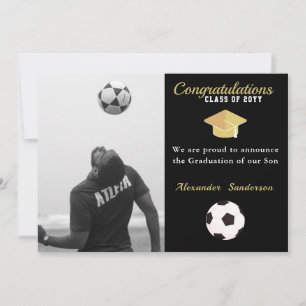 Voetbal speler afstuderen Foto feest Aankondiging