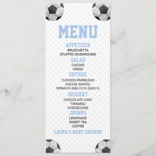 Voetbal Sport Blauw Baby shower Voedsel Menu