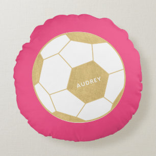 Voetbal Sport Gift Custom Roze Ronde Kussen