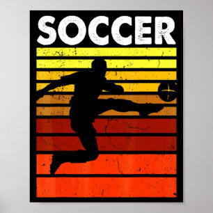 Voetbal Sport Retro Vintage Voetbalspeler T-shirt Poster