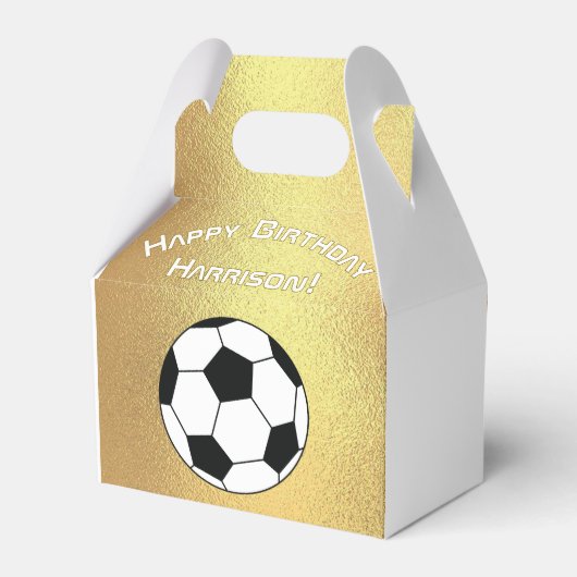 Voetbal Sport Verjaardagsfeest Goud Wit Bedankdoosjes (Achterkant)