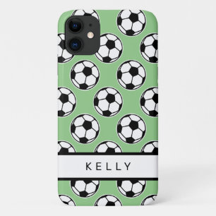 Voetbal sporten patroon gepersonaliseerde naam iPhone 11 hoesje