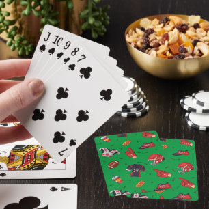 Voetbal sportuitrusting met voedselpatroon pokerkaarten