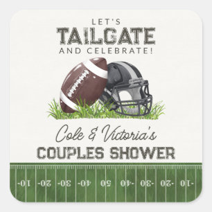 Voetbal staarthek en vier touchdown koppels vierkante sticker