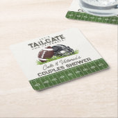 Voetbal staarthek en vier touchdown-paren vierkante kartonnen onderzetter (Schuin)