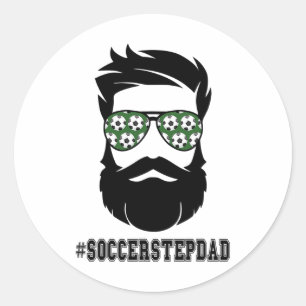 Voetbal stiefvader met baard stap vader stap site ronde sticker