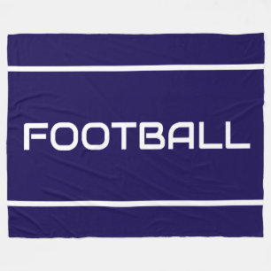 VOETBAL Strakke witte tekststrepen op marineblauw Fleece Deken