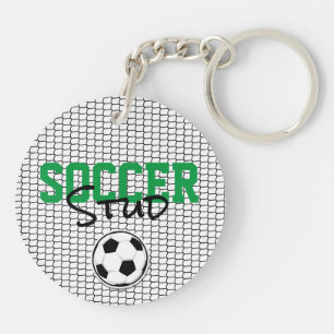 VOETBAL STUD Ball Net Sport Zwart Wit Groen Fun Sleutelhanger