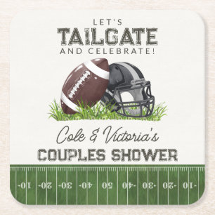 Voetbal Tailgate & Vieren Touchdown Koppels Vierkante Kartonnen Onderzetter
