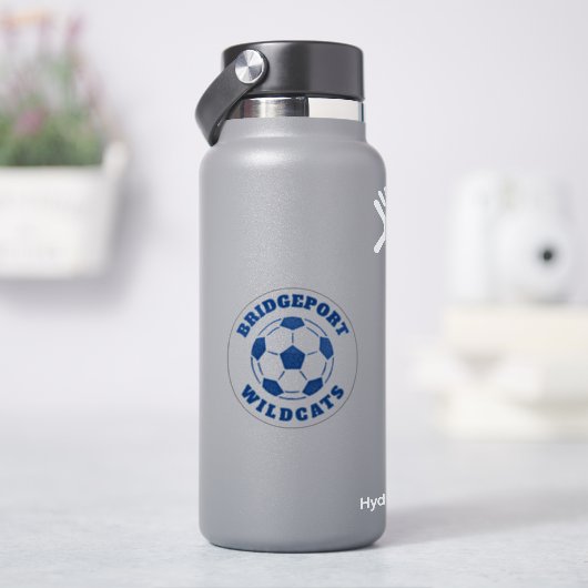 Voetbal teamnaam blauw sticker (HydroFlask)