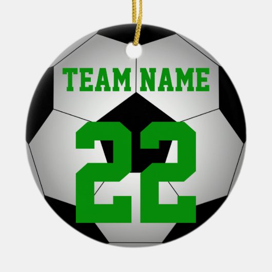 Voetbal teamnaam gepersonaliseerd keramisch ornament (Voorkant)
