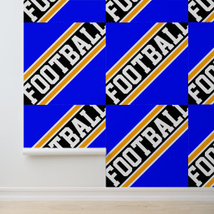 VOETBAL Tegel levendig blauw oranje zwart gestreep Behang