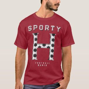 Voetbal Textuur Initiaal Sportief Typografie T-shirt