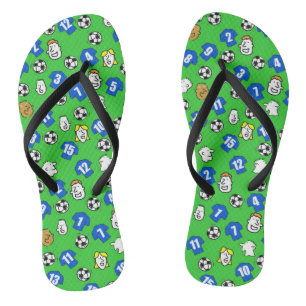 Voetbal Thema Flip Flops in Blauwe Clubkleuren