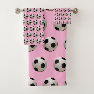 Voetbal Thema Roze Bad Handdoek