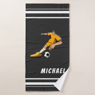 Voetbal Thema Speler Illustratie Sport Team Zwart Badhanddoek