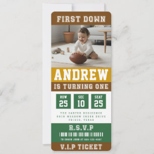Voetbal Ticket First Down 1e Verjaardag Kinderen F Kaart