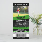 Voetbal Ticket Sport Verjaardag Uitnodiging (Staand voorkant)