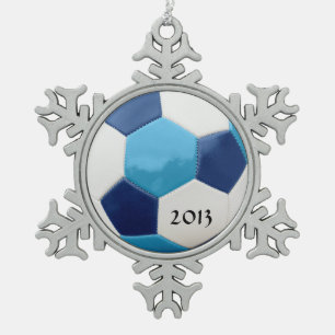 Voetbal Tin Sneeuwvlok Ornament