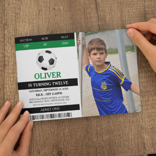 Voetbal Toegang Eén Foto Verjaardagsfeestje Kaart