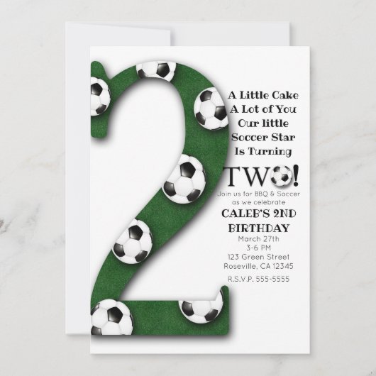 Voetbal TWEE 2 2e verjaardag Kaart (Voorkant)