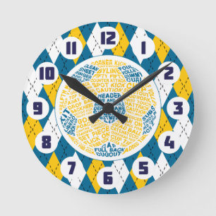Voetbal Typografische ontwerpklok Ronde Klok