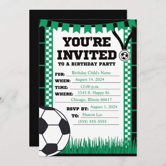 Voetbal Uitnodiging (Voorkant / Achterkant)