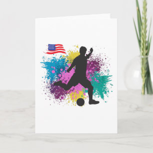 Voetbal USA Grungy Kleurspatten Kaart