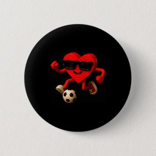 Voetbal Valentijnsdag Schattig Grappig Hart Jongen Ronde Button 5,7 Cm