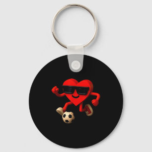 Voetbal Valentijnsdag Schattig Grappig Hart Jongen Sleutelhanger