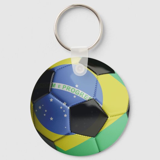 Voetbal van de Braziliaanse vlag Sleutelhanger (Voorkant)