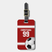 Voetbal van Rode en Witte Stripes Jersey Bagagelabel (Voorkant verticaal)