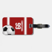 Voetbal van Rode en Witte Stripes Jersey Bagagelabel (Achterkant horizontaal)