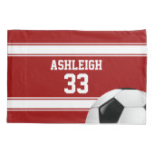 Voetbal van Rode en Witte Stripes Jersey Kussensloop (Achterkant)