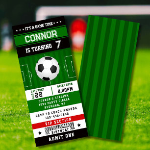 Voetbal Verjaardag Party Ticket Uitnodiging