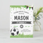 Voetbal verjaardag uitnodigen kaart (Staand voorkant)