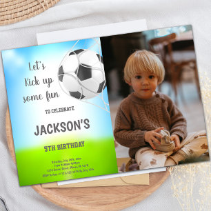 Voetbal Verjaardag Uitnodiging met Foto
