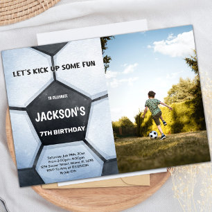 Voetbal Verjaardag Uitnodiging met Foto
