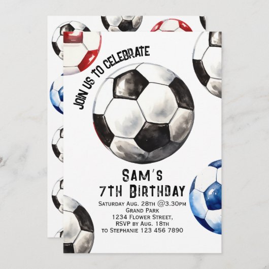 Voetbal Verjaardag Uitnodiging - Voetbal Party (Voorkant / Achterkant)