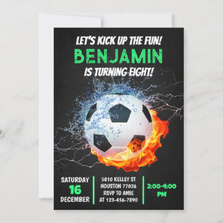 Voetbal Verjaardag Uitnodiging, Voetbal Party Kaart