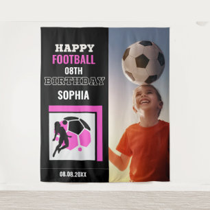 Voetbal verjaardag, voetbal meisje speler achtergr wandkleed