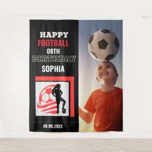 Voetbal verjaardag, voetbal meisje speler achtergr wandkleed